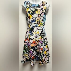 Spense White and Yellow Sleeveless Sundress Fit and Flare